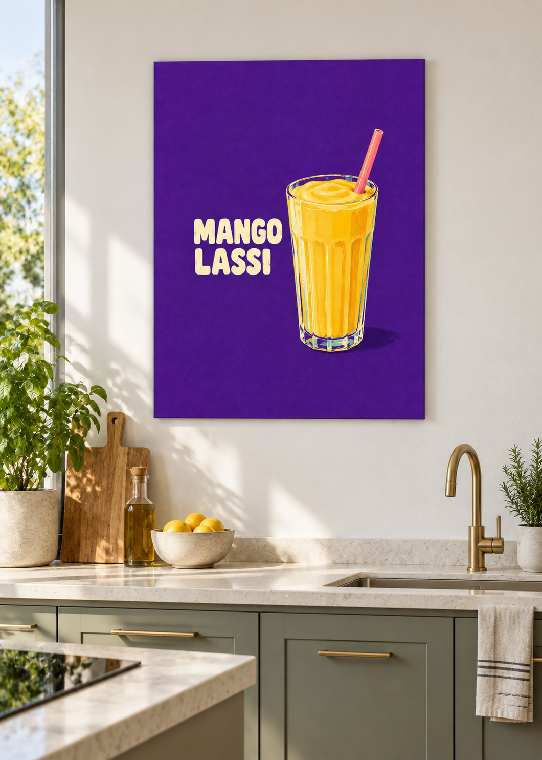 Mango-Lassi als matte rahmenlose Slim-Leinwand