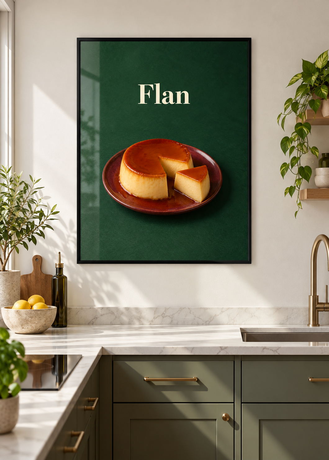 Flan im dünnen schwarzen Posterrahmen mit Glas