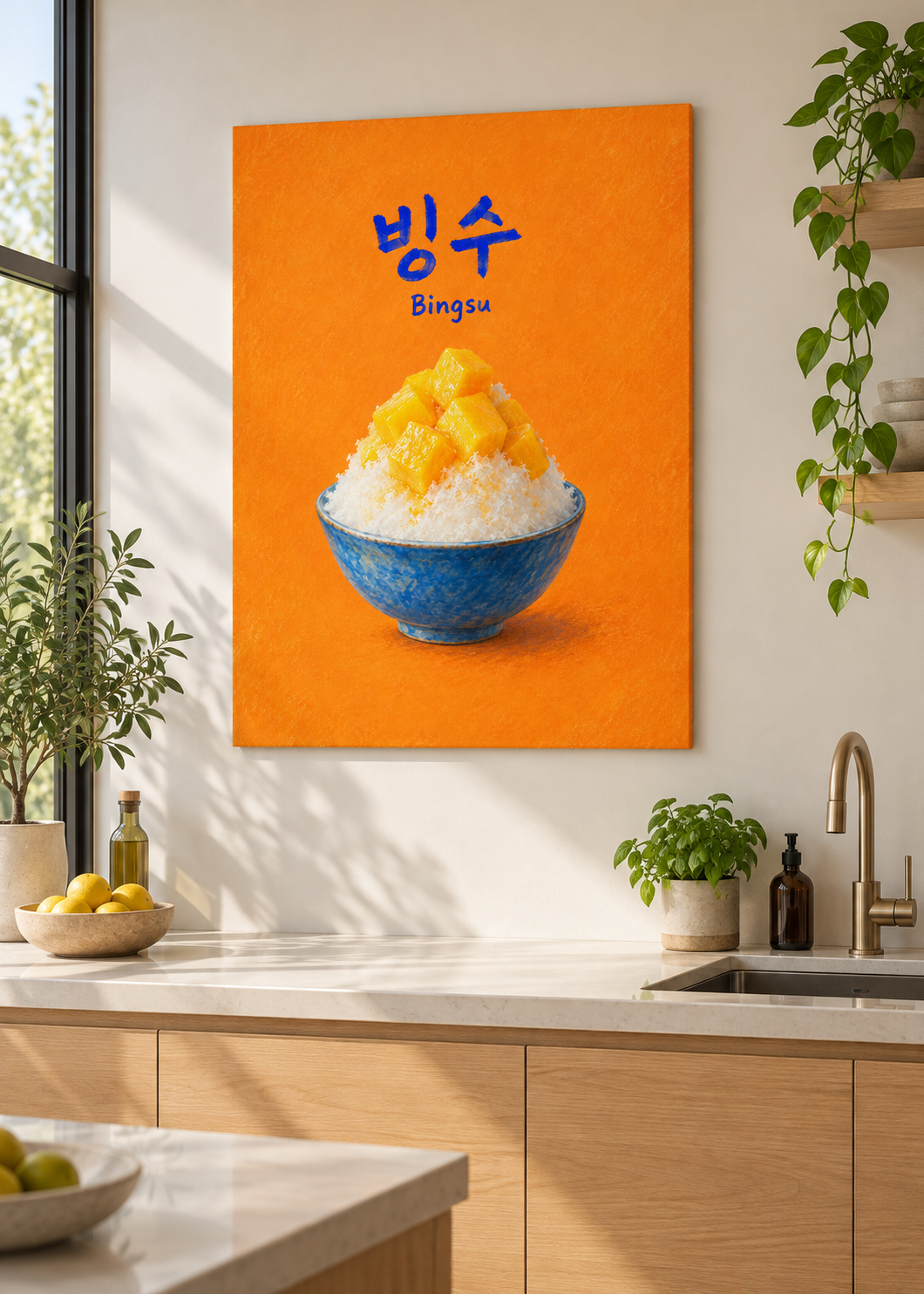 Mango-Bingsu als matte rahmenlose Slim-Leinwand