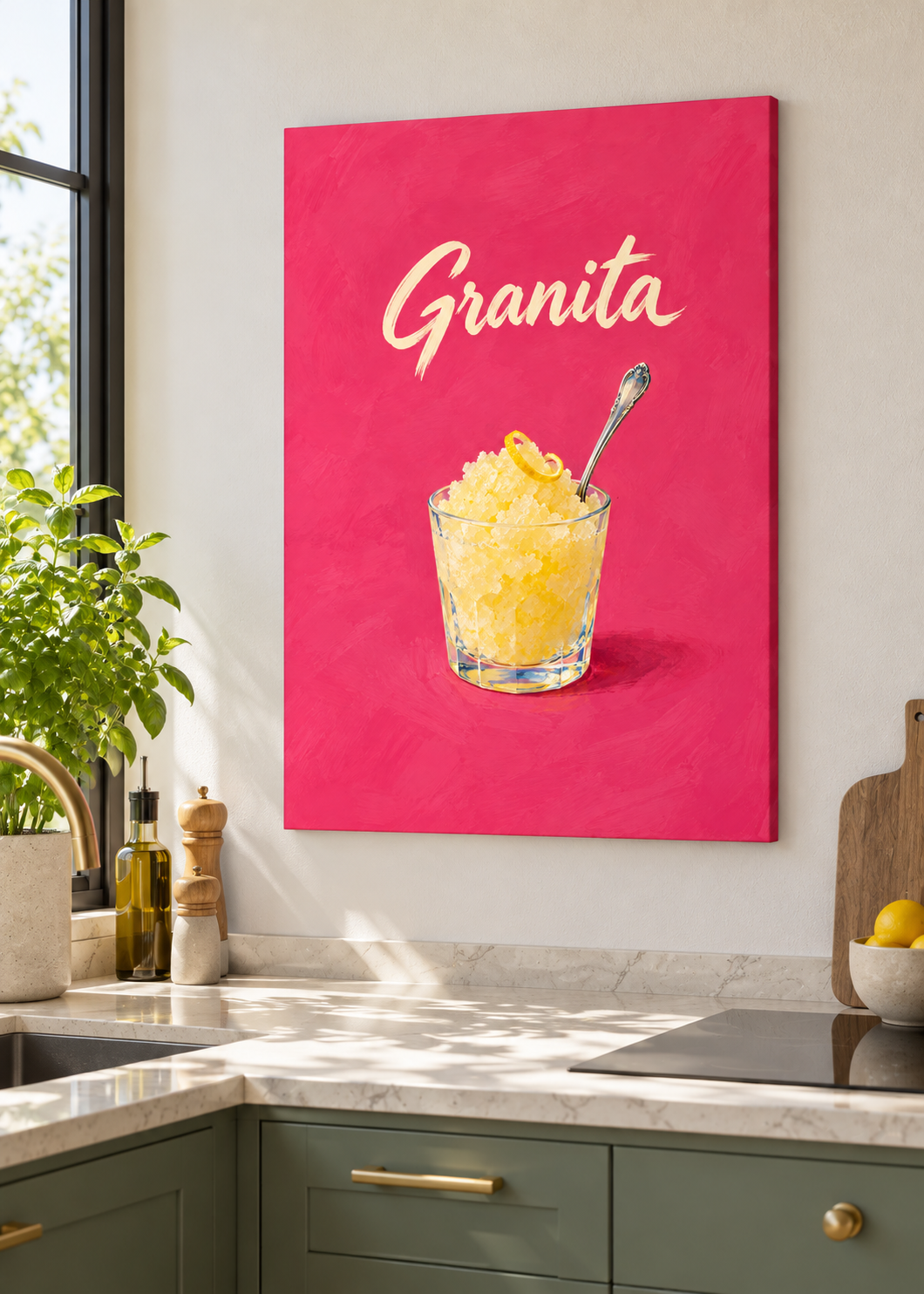 Zitronengranita als matte rahmenlose Slim-Leinwand