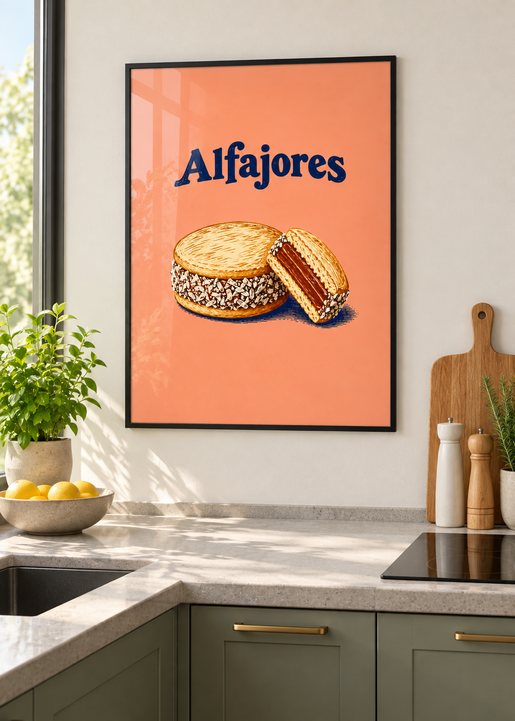 Alfajores im dünnen schwarzen Posterrahmen mit Glas