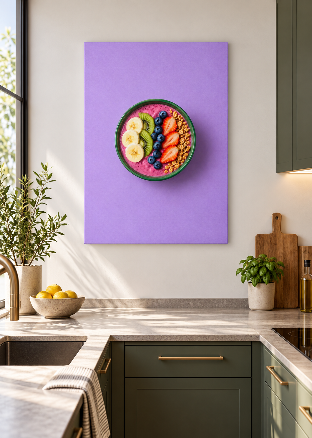 Beeren-Smoothie-Bowl als matte rahmenlose Slim-Leinwand