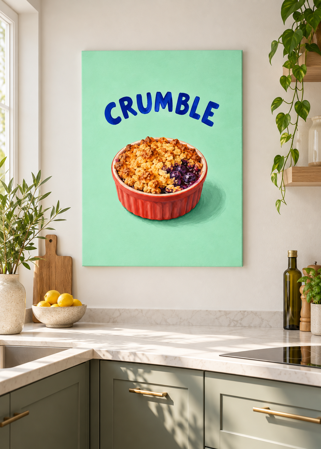 Blaubeer-Crumble als matte rahmenlose Slim-Leinwand