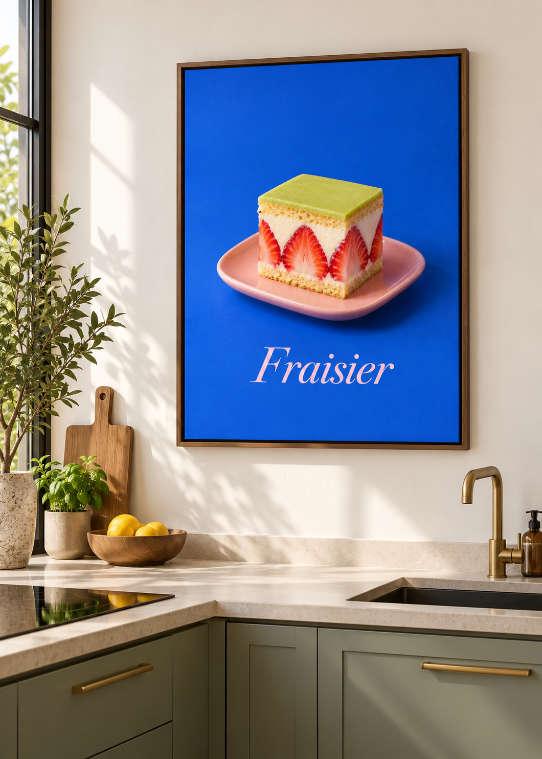 Fraisier als matte Leinwand im braunen Schattenfugenrahmen ohne Glas