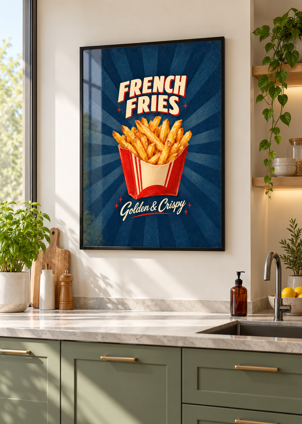 Pommes im dünnen schwarzen Posterrahmen mit Glas