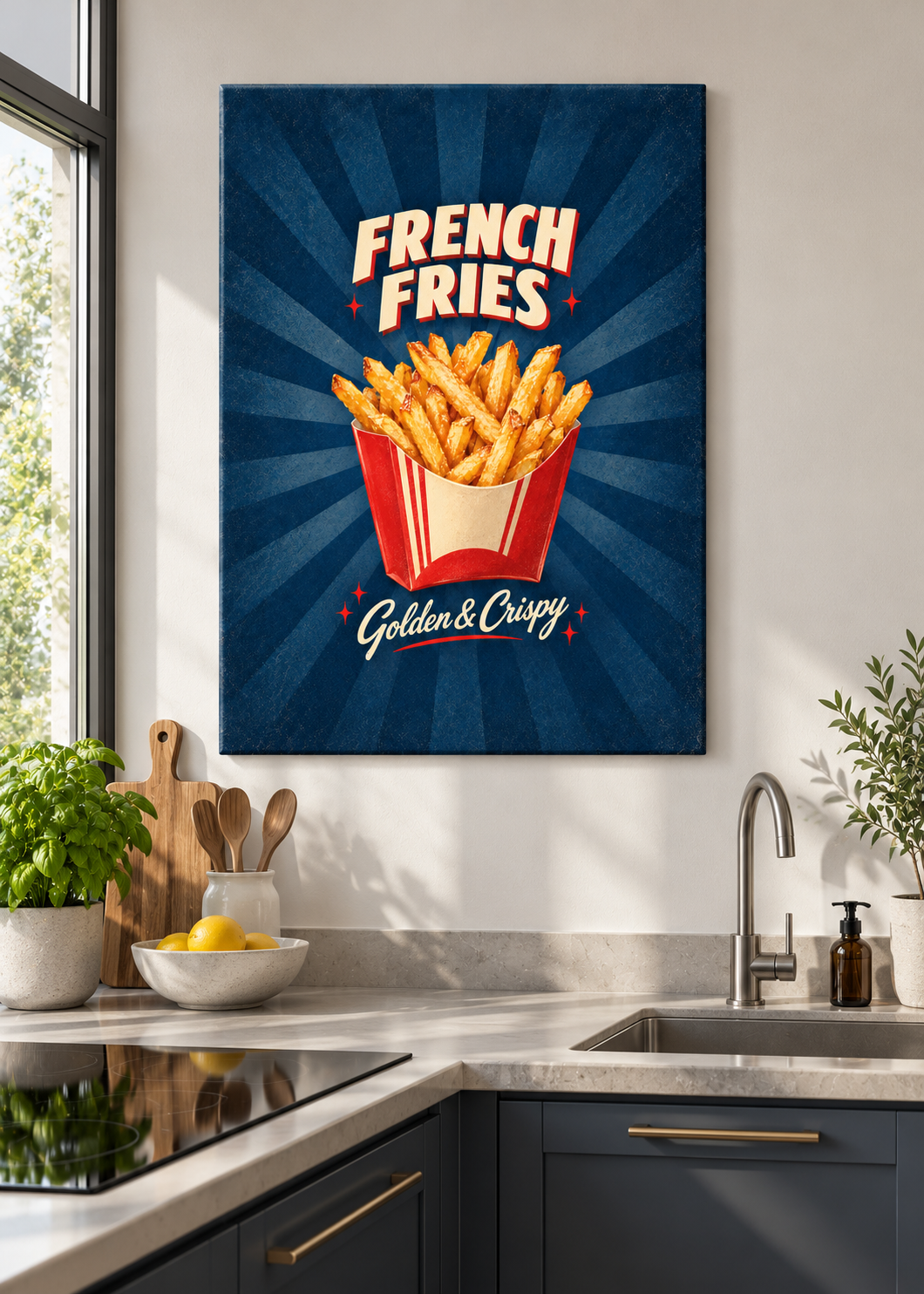 Pommes als matte rahmenlose Slim-Leinwand