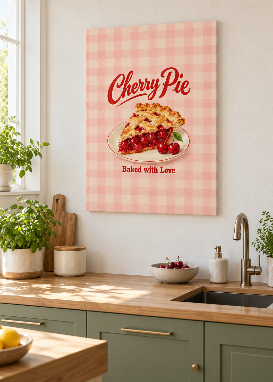 Kirschkuchen als matte rahmenlose Slim-Leinwand