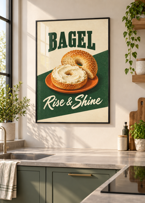 Bagel im dünnen schwarzen Posterrahmen mit Glas
