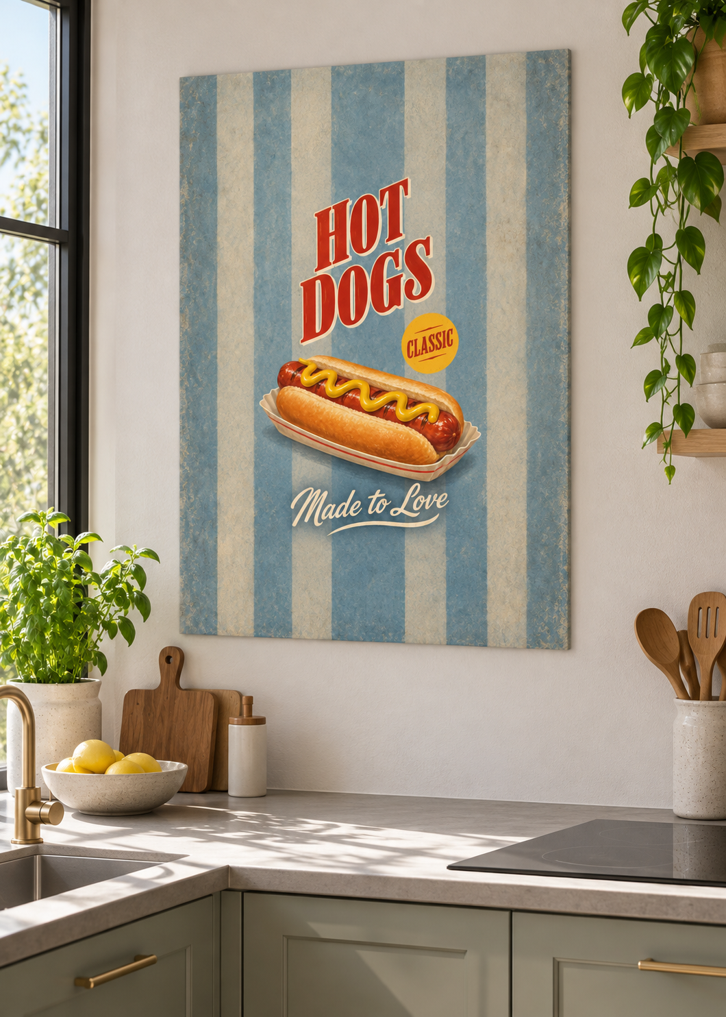 Hot Dog als matte rahmenlose Slim-Leinwand