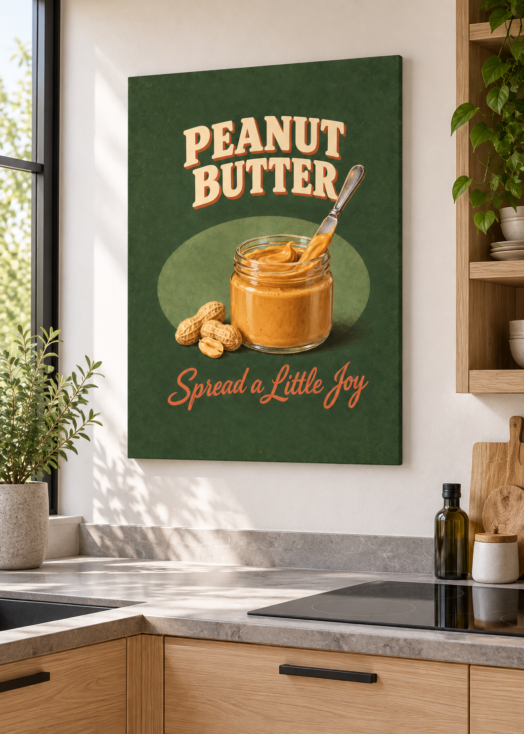 Peanut Butter – matte rahmenlose Slim-Leinwand in moderner Küche