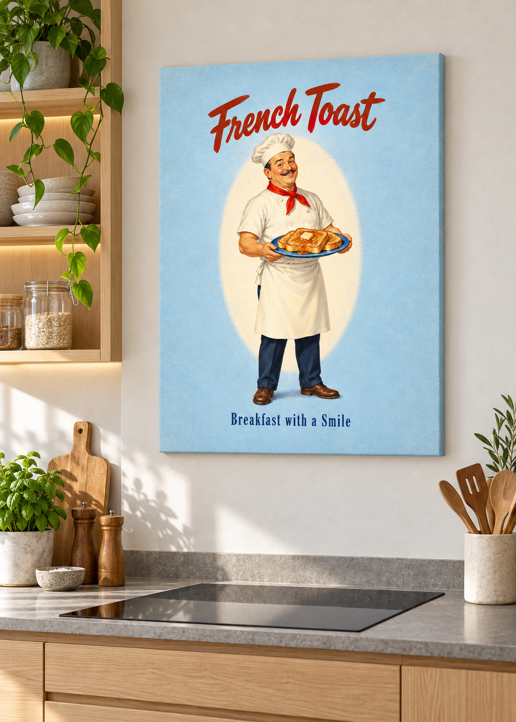 French Toast – matte rahmenlose Slim-Leinwand in moderner Küche