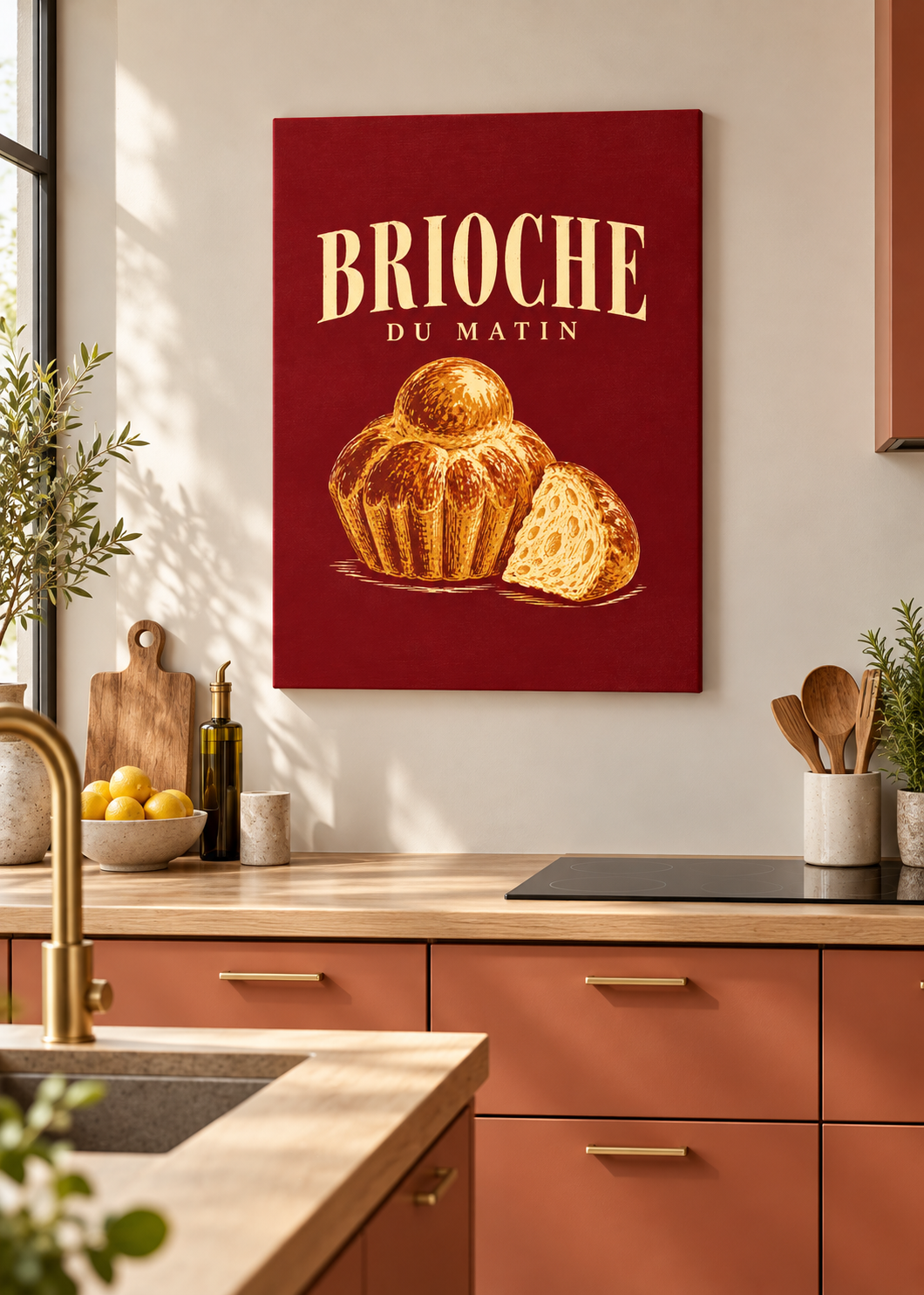 Brioche du Matin – Ungerahmte matte Leinwand Slim in moderner Küche
