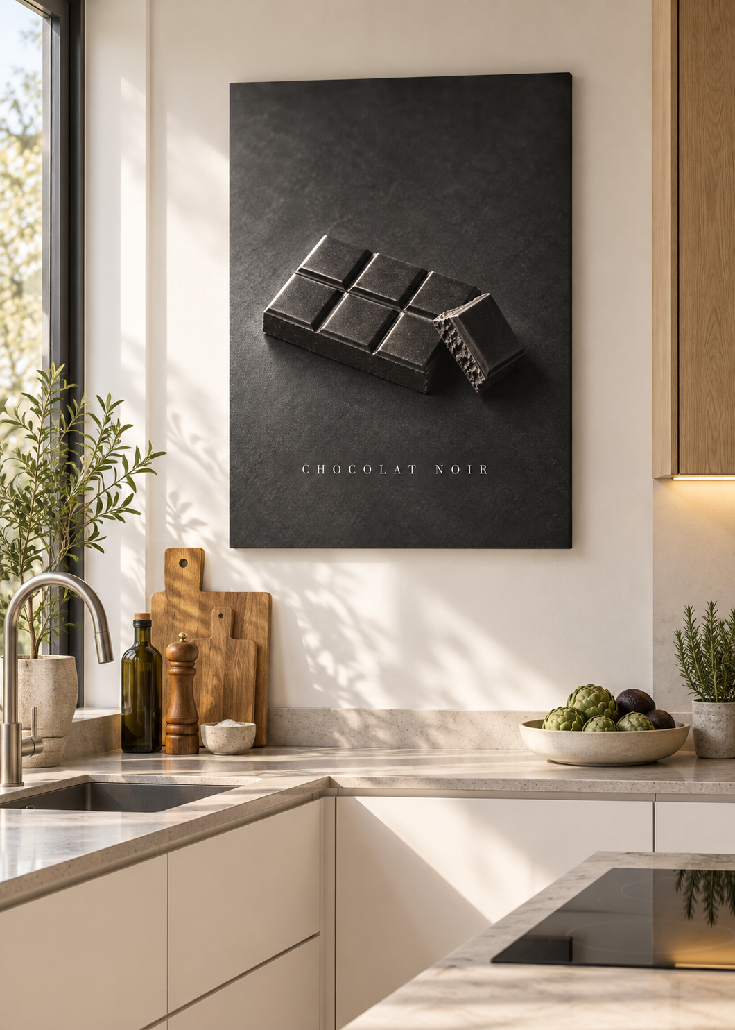 Chocolat Noir – Ungerahmte matte Leinwand Slim in moderner Küche