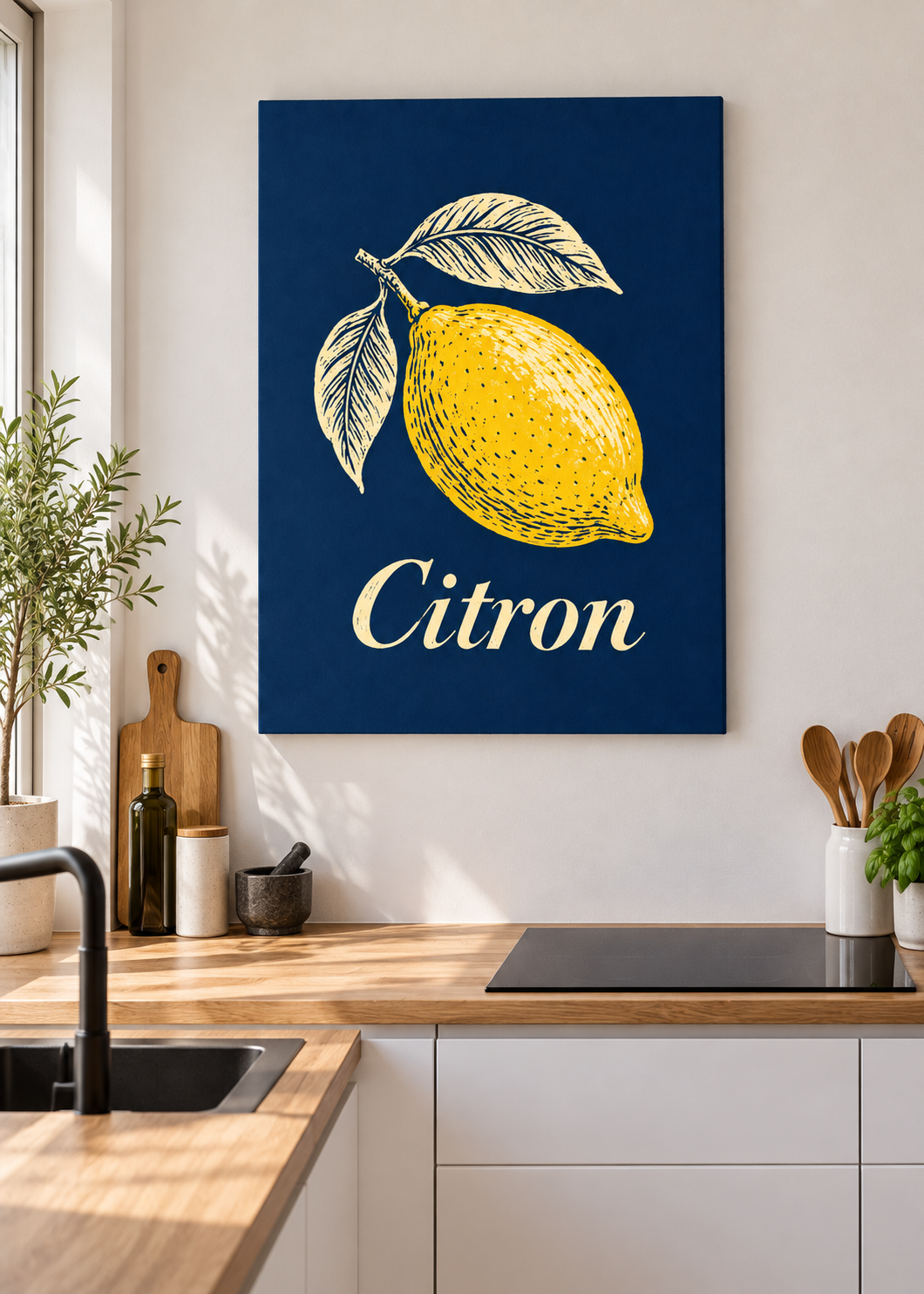 Citron – Ungerahmte matte Leinwand Slim in moderner Küche