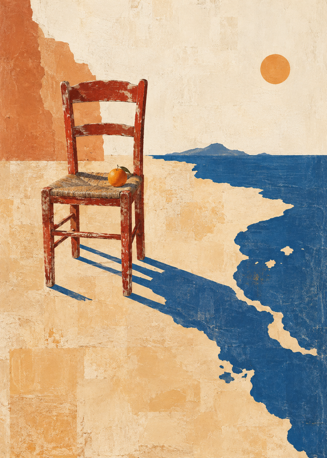 Stuhl am blauen Rand – Spanien Kunstmotiv