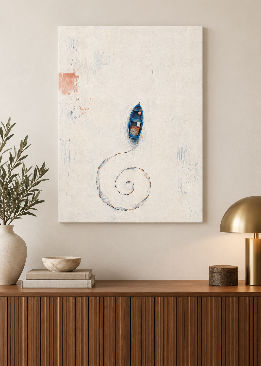 Das blaue Boot – rahmenlose Slim Canvas