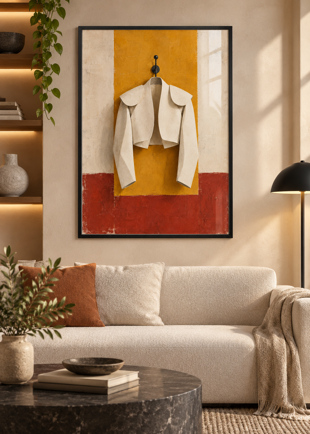Die weiße Jacke – Poster im schwarzen Holzrahmen