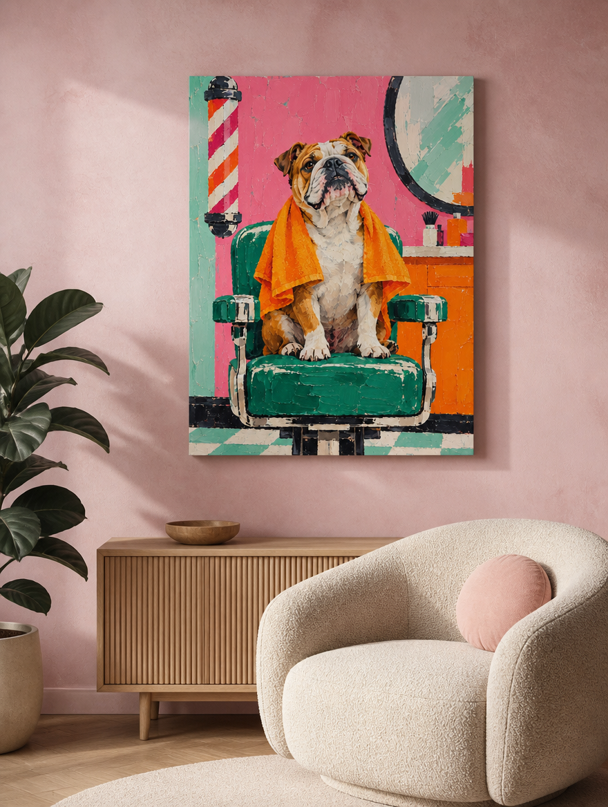 Bulldogge Mockup rahmenlose Leinwand