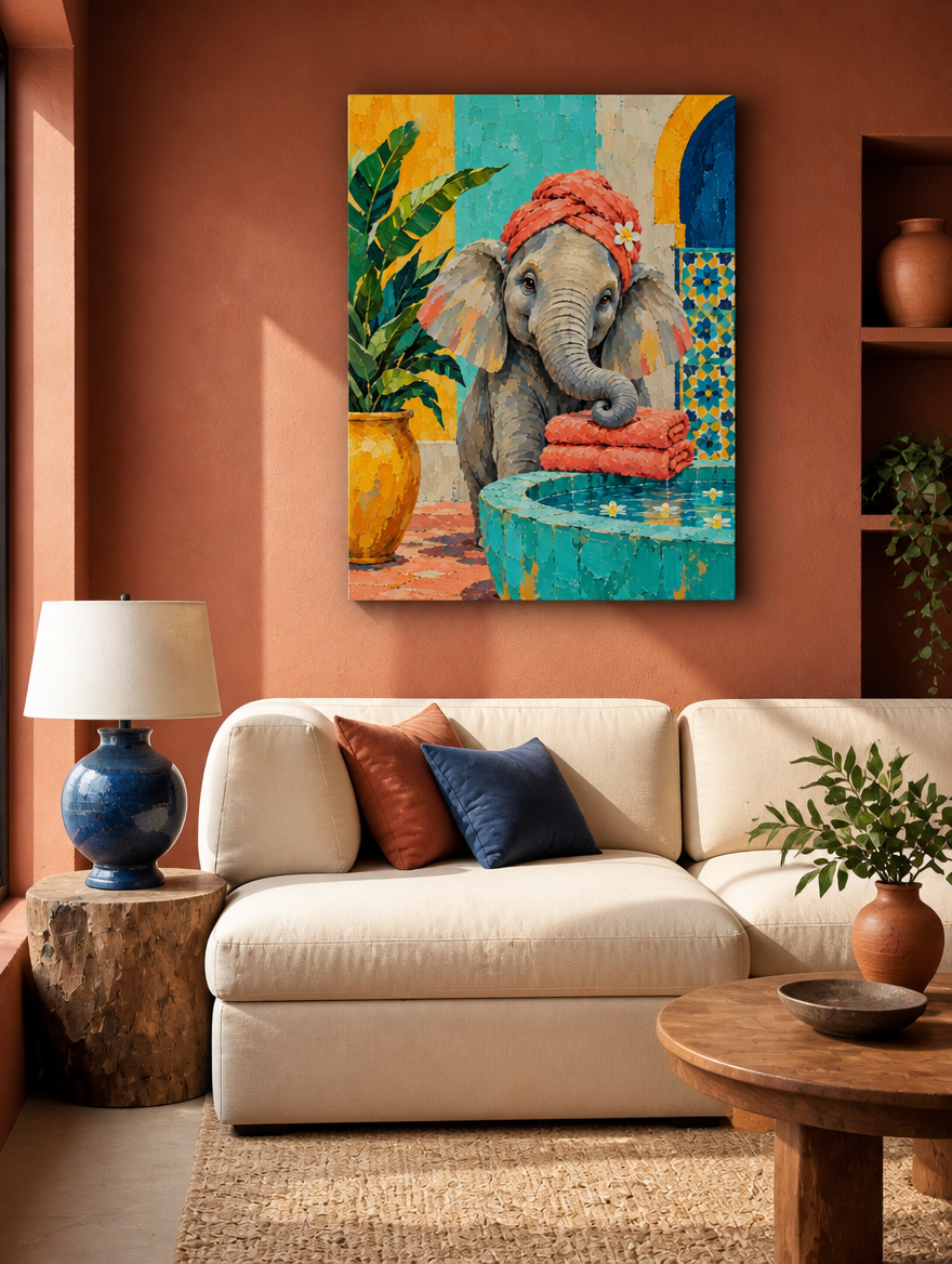 Elefant Mockup rahmenlose Leinwand