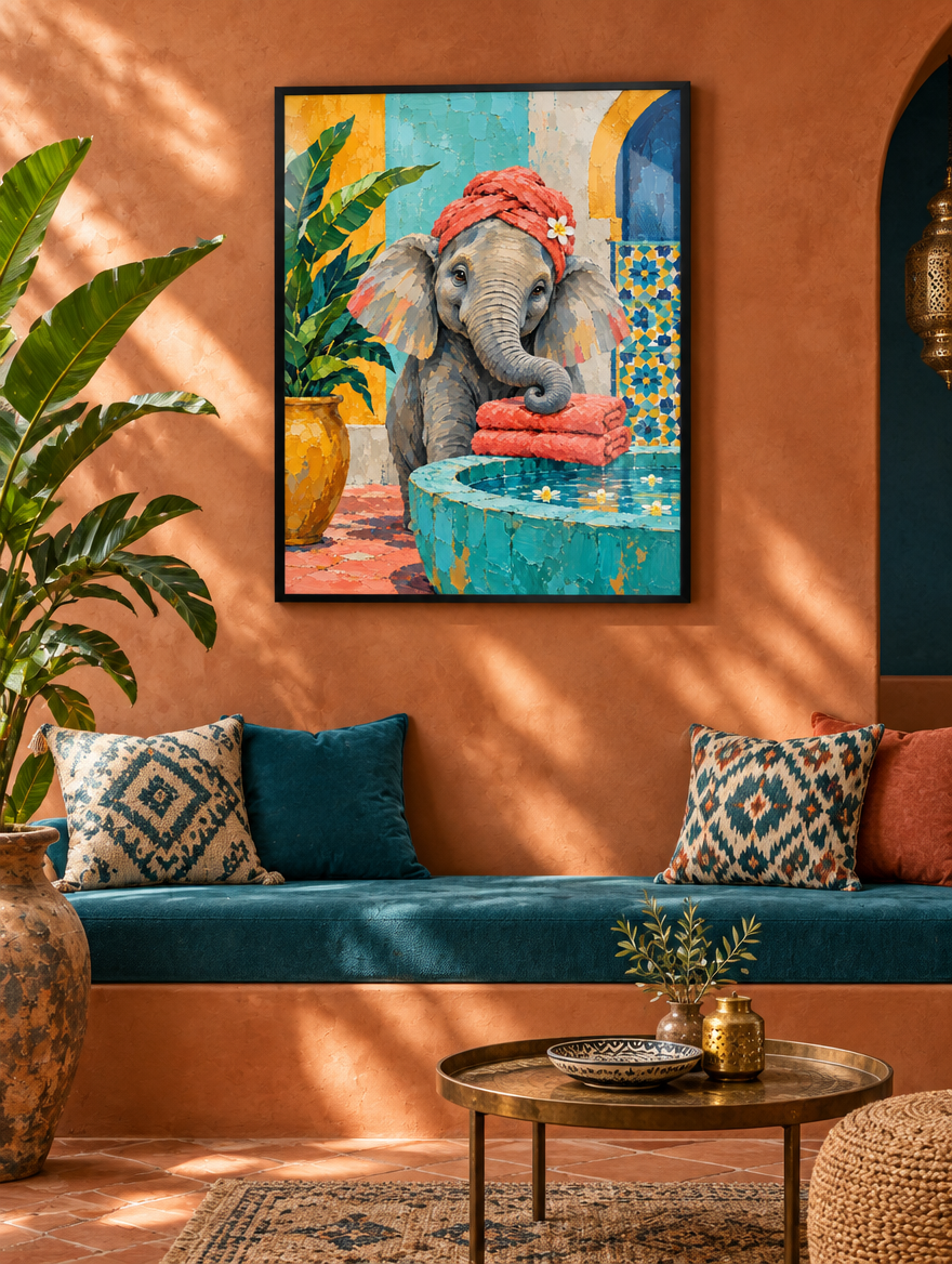 Elefant Mockup schwarzer Rahmen und Plexiglas