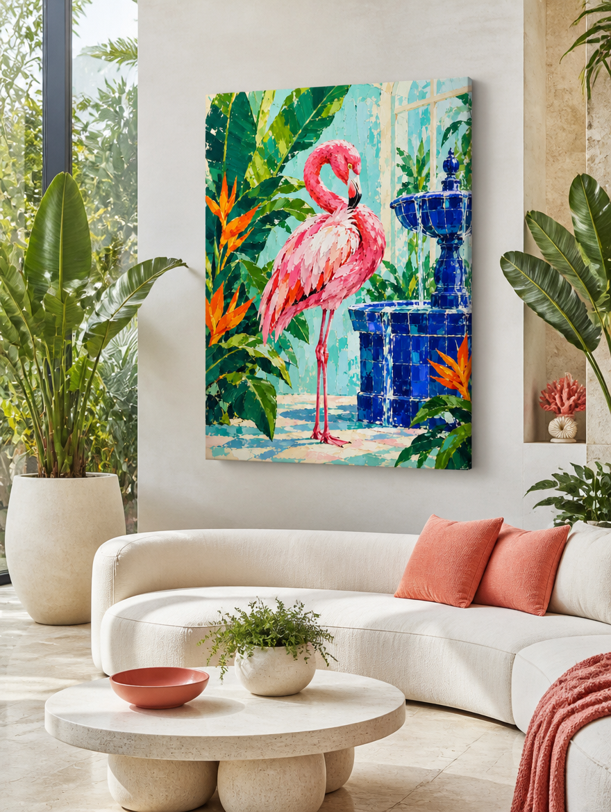 Flamingo Mockup rahmenlose Leinwand