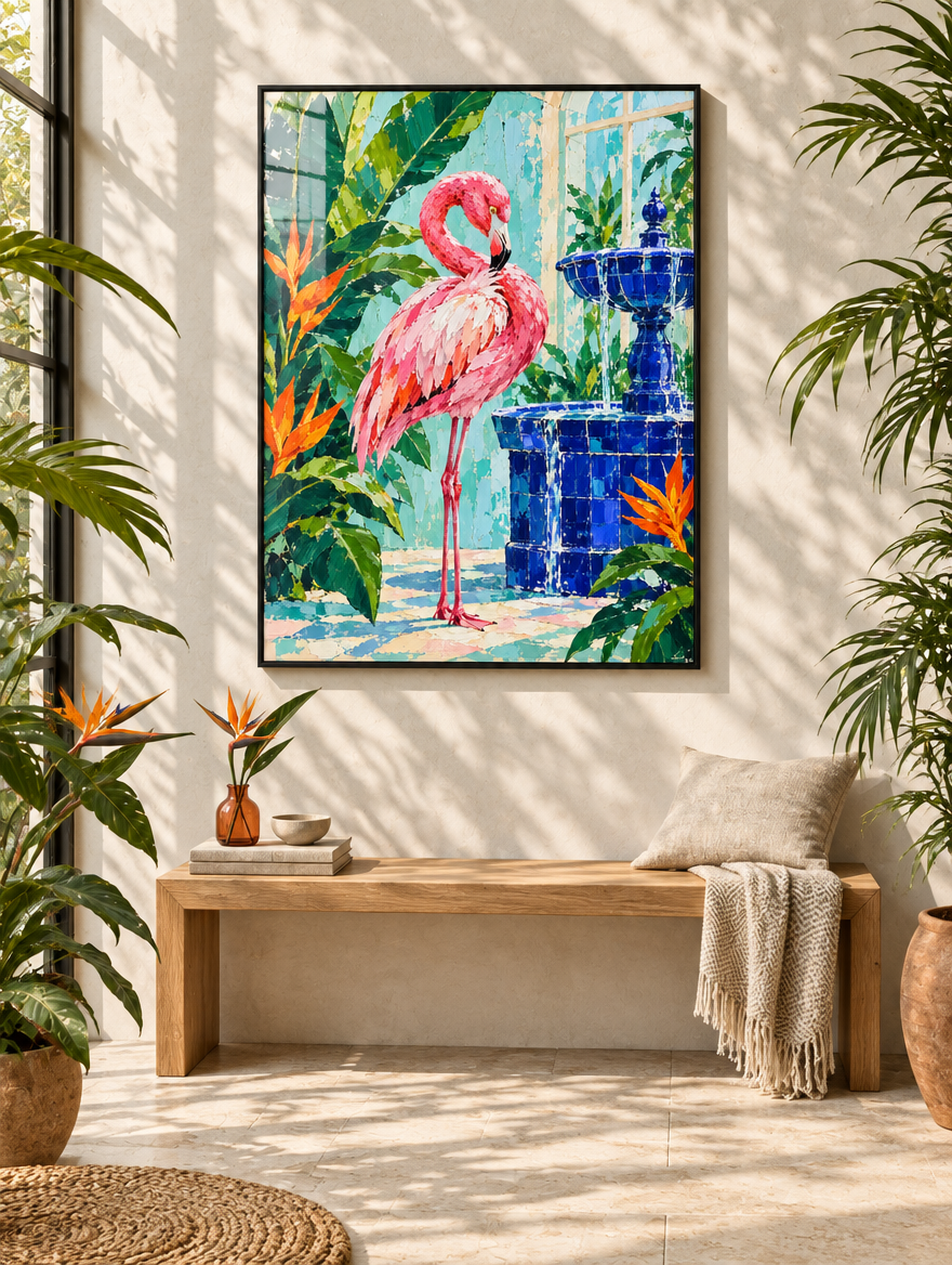 Flamingo Mockup schwarzer Rahmen und Plexiglas