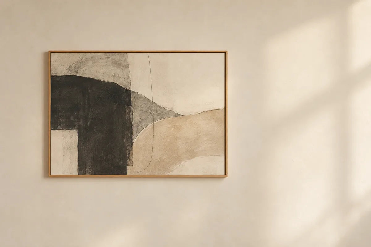 Warme Galerie mit gerahmter abstrakter Kunst von Glabri