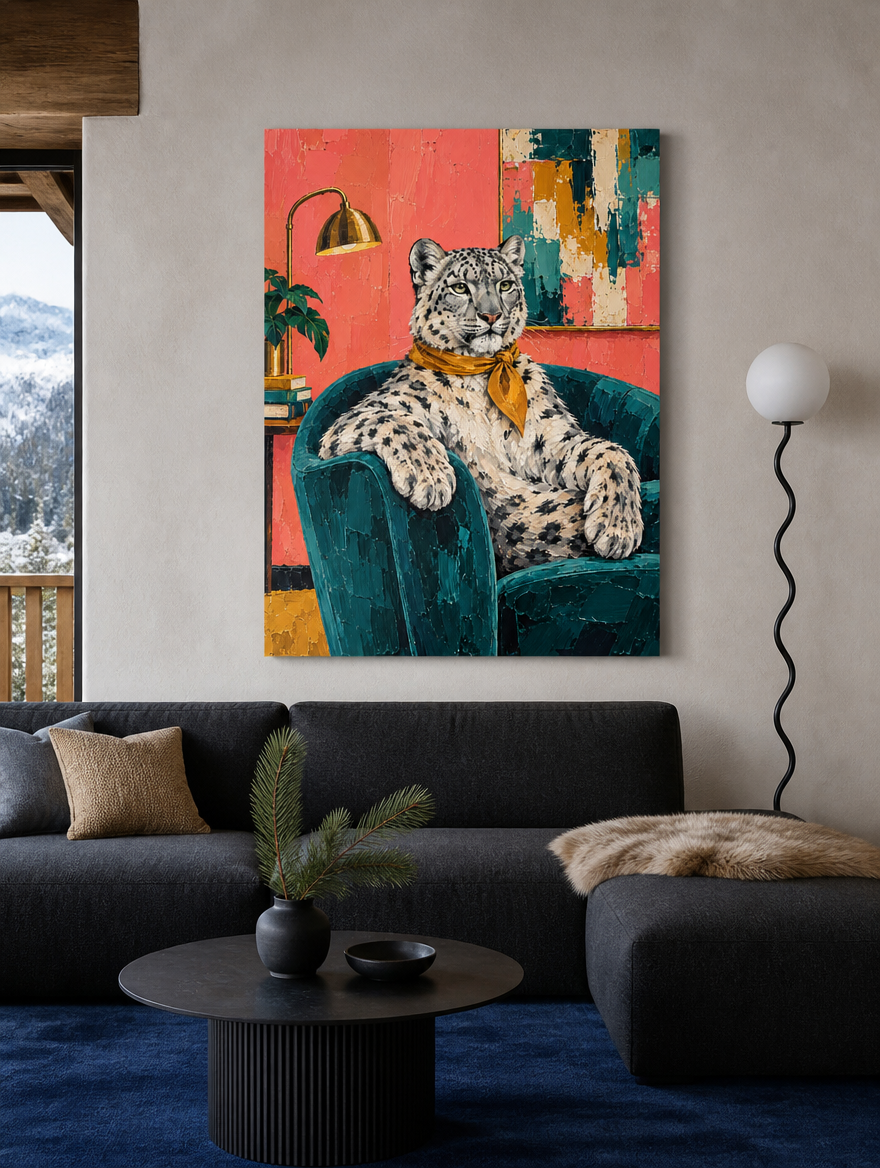 Schneeleopard Mockup rahmenlose Leinwand
