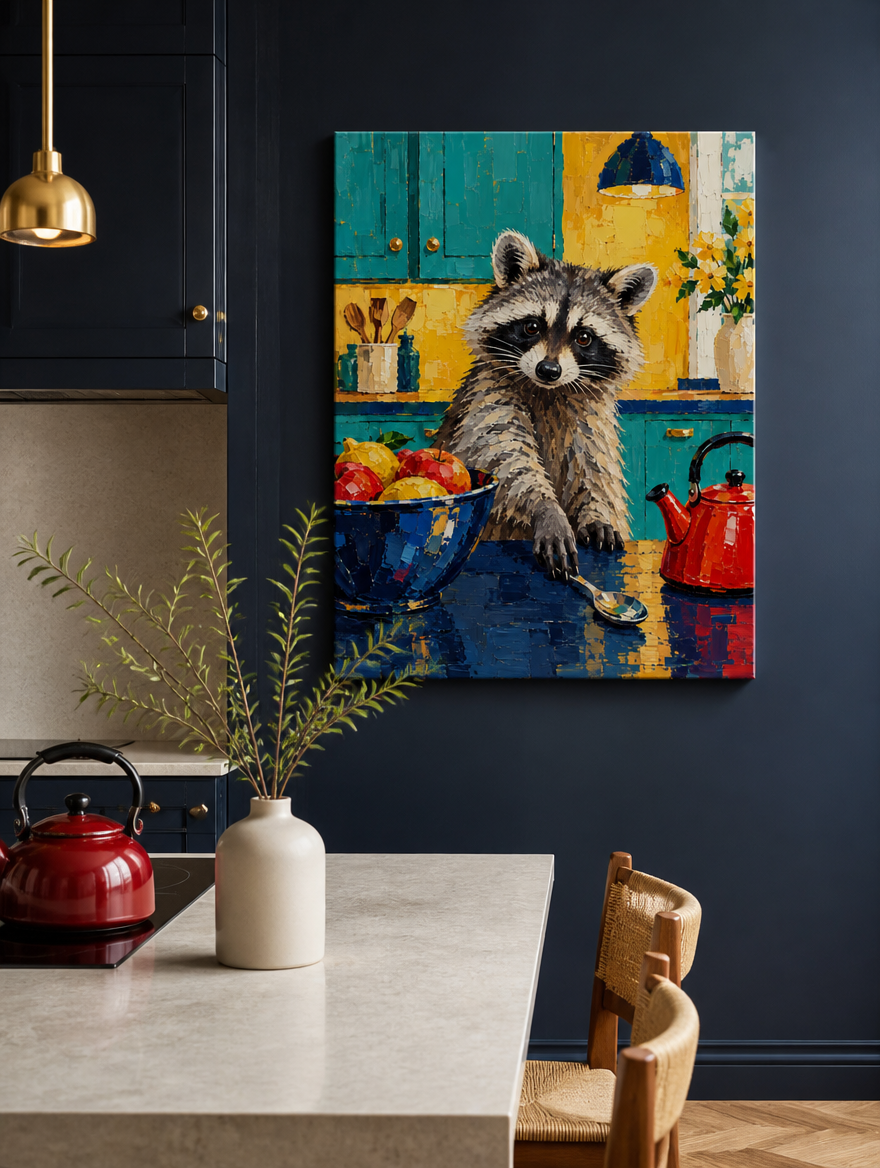 Waschbär Mockup rahmenlose Leinwand