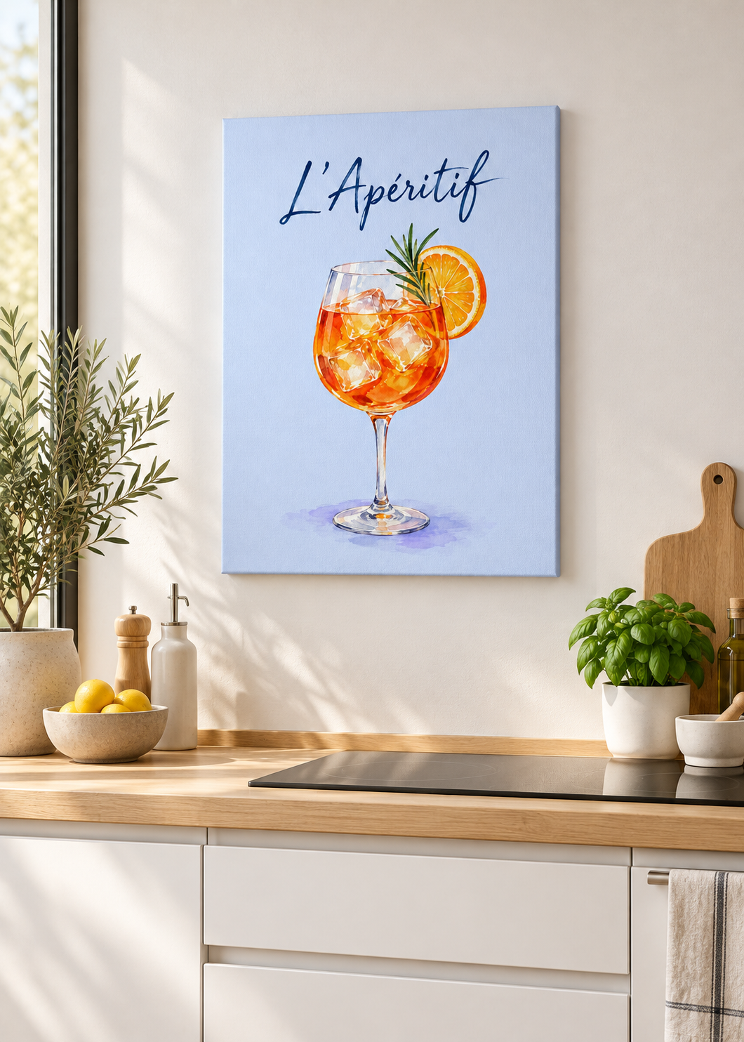 L’Apéritif – Ungerahmte matte Leinwand Slim in moderner Küche