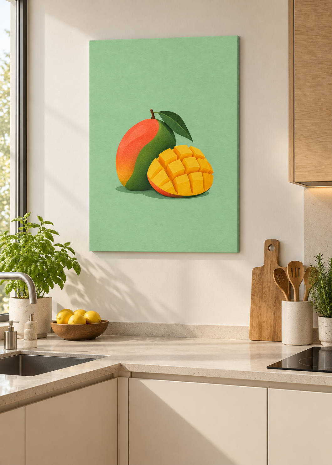 Mango – Ungerahmte matte Leinwand Slim in moderner Küche