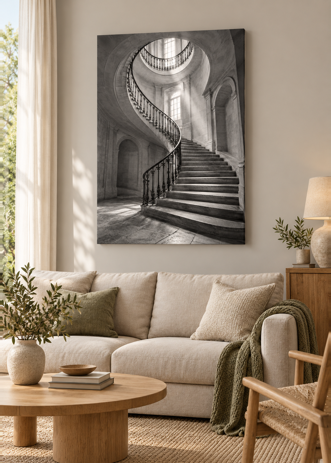 Geschwungene Steintreppe – Slim Canvas.