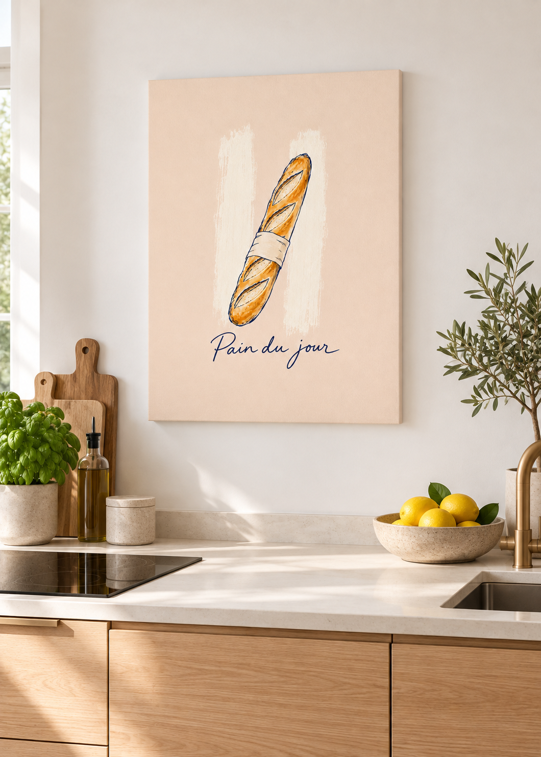 Pain du Jour – Ungerahmte matte Leinwand Slim in moderner Küche