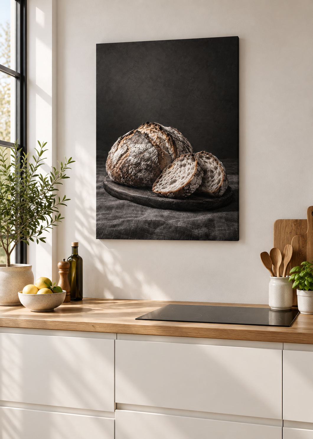 Sauerteigbrot – Ungerahmte matte Leinwand Slim in moderner Küche
