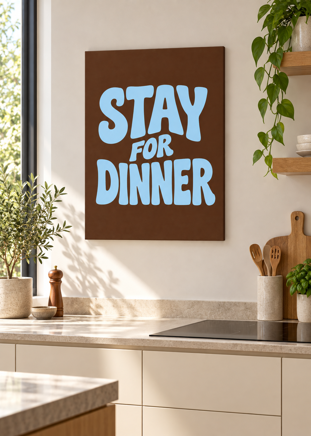 Stay for Dinner – Ungerahmte matte Leinwand Slim in moderner Küche