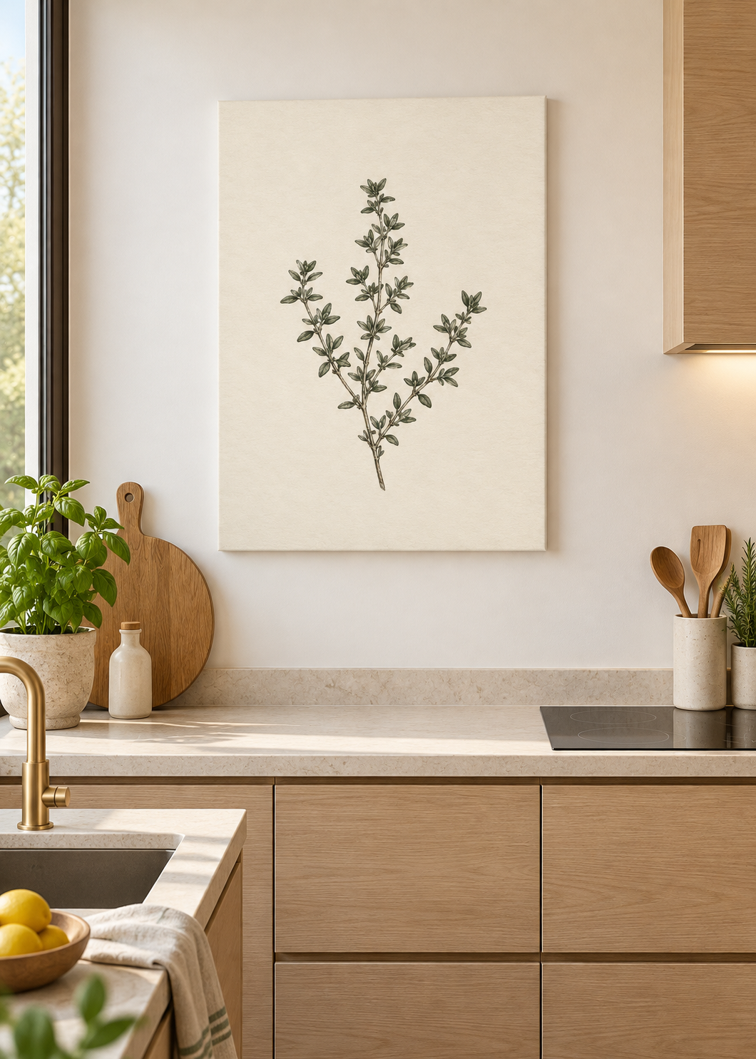 Thymian – Ungerahmte matte Leinwand Slim in moderner Küche